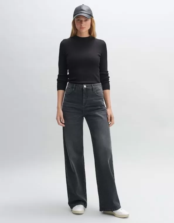 Wide Leg Jeans Mivy Grey High Rise Aus Stretchigem Baumwoll Mix>OPUS Fashion Online