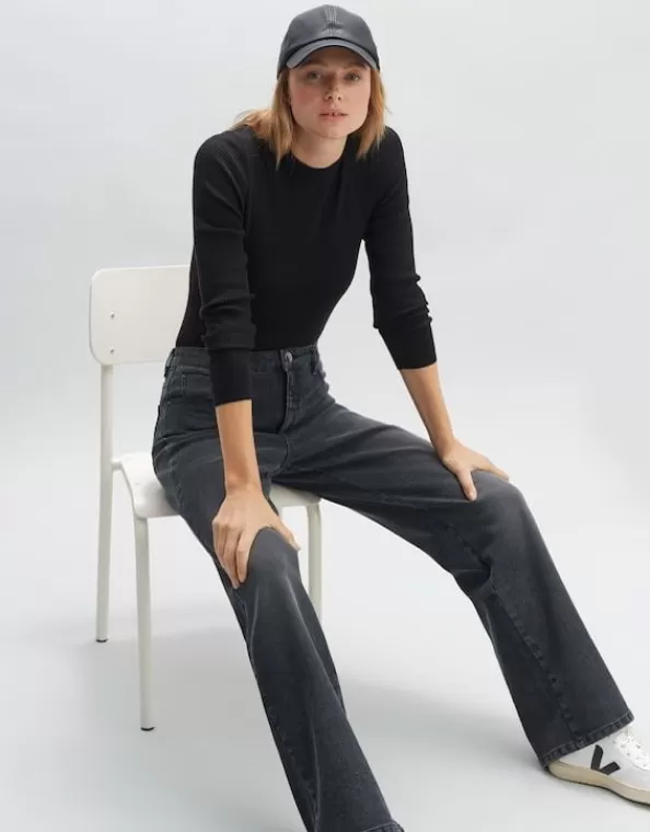 Wide Leg Jeans Mivy Grey High Rise Aus Stretchigem Baumwoll Mix>OPUS Fashion Online